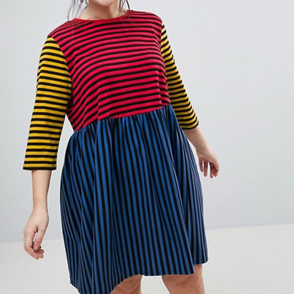 ASOS Curve Striped Colorblock dress
